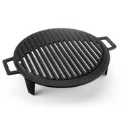 Lava Döküm Yuvarlak Mangal Izgarası Döküm Demir Yekpare Çift Kulplu Çap (Ø)37cm. - 2