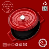 Lava Döküm Oval Tencere. Trendy Serisi Ölçü 21x25cm.  Kırmızı thumbnail 4