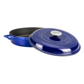 Lava Döküm Çok Amaçlı Yayvan Tencere Döküm Demir Kubbe Form Kapak Premium Serisi Çap(Ø)28cm.  Mavi thumbnail 2