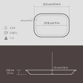 Lava Döküm Dikdörtgen Servis Tabağı Ölçü 32x20cm. thumbnail 3