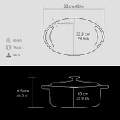 Lava Döküm Oval Tencere Döküm Demir Kapak Heritage Serisi Ölçü 22x28cm.  Siyah thumbnail 6