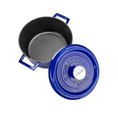 Lava Döküm Yuvarlak Tencere Döküm Demir Yekpare Kulplu Premium Serisi Çap(Ø)24cm.  Mavi thumbnail 3