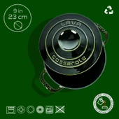 Lava Döküm Yuvarlak Tencere Döküm Demir Kapak Experience Majolik Serisi Çap(Ø)23cm  Yeşil thumbnail 4