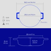Lava Döküm Çok Amaçlı Yayvan Tencere Döküm Demir Yekpare Kulplu Premium Serisi Çap(Ø)28cm.  Mavi - 5