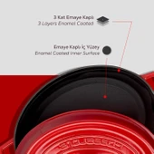 Lava Döküm Oval Tencere. Trendy Serisi Ölçü 25x31cm.  Kırmızı thumbnail 6