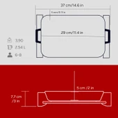 Lava Döküm Dikdörtgen Rosto ve Fırın Tepsisi Kayın Servis Ahşabı Döküm Demir Yekpare Çift Kulplu Ölçü 22x30cm.  Kırmızı - 5