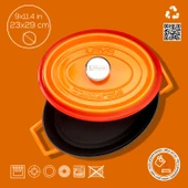 Lava Döküm Oval Tencere. Trendy Serisi Ölçü 23x29cm.  Turuncu thumbnail 4