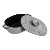 Lava Döküm Oval Tencere Döküm Demir Kapak Experience Majolik Serisi Ölçü 24x33cm.  Gri thumbnail 2