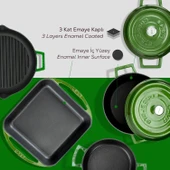 LAVA Döküm Beyaz Ahşap Sandık Hediyeli Çeyiz Seti  Yeşil thumbnail 5