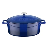 Lava Döküm Oval Tencere. Folk Serisi Ölçü 21x27cm.  Mavi thumbnail 1