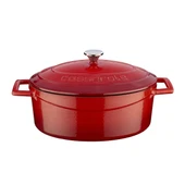 Lava Döküm Oval Tencere. Folk Serisi Ölçü 21x25cm.  Kırmızı thumbnail 1