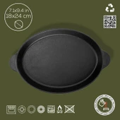 Lava Döküm Oval Fajita Tabağı Döküm Demir Yekpare Çift Kulplu Ölçü 18x24cm. thumbnail 2