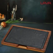 Lava Döküm Ahşap ve Döküm Demir Hot Plate Servis Tahtası. Ölçü 20x30cm. - 5