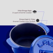Lava Döküm Mini Tencere Folk Serisi Çap(Ø)9 cm.  Mavi - 7