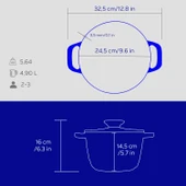 Lava Döküm Yuvarlak Tencere Döküm Demir Kapak Experience Majolik Serisi Çap(Ø)23cm  Mavi thumbnail 5