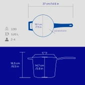 Lava Döküm Yuvarlak Sos Tenceresi Döküm Demir Yekpare Saplı Premium Serisi Çap(Ø)18cm. Mavi - 6