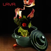 Lava Döküm Yuvarlak Tencere Döküm Demir Kapak Experience Majolik Serisi Çap(Ø)23cm  Yeşil thumbnail 7