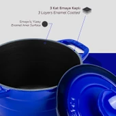 Lava Döküm Yuvarlak Tencere Döküm Demir Kapak Experience Serisi Çap(Ø)23cm  Mavi thumbnail 6