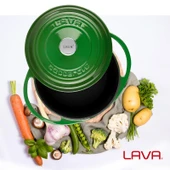 Lava Döküm Yuvarlak Tencere Döküm Demir Kapak Heritage Serisi Çap(Ø)20cm  Yeşil thumbnail 6