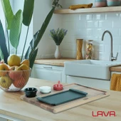 Lava Döküm Dikdörtgen Servis Tabağı ve Ahşap altlığı. Siyah Renk. Ölçü 13x25cm. (Bu ürüne Sos kapları dahil değildir) - 5