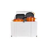 LAVA Döküm Beyaz Ahşap Sandık Hediyeli Çeyiz Seti  Turuncu thumbnail 2