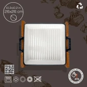 Lava Döküm Kare Izgara Tavası Kayın Servis Ahşabı Döküm Demir Yekpare Çift Kulplu İçi Sable Ölçü  26x26cm. - 4