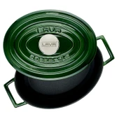 Lava Döküm Oval Tencere Döküm Demir Yekpare Kulplu Premium Serisi Ölçü 21x27cm.  Yeşil thumbnail 2