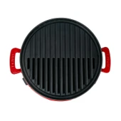 Lava Döküm Yuvarlak Mangal Izgara Set Döküm Demir Yekpare Çift Kulplu Çap (Ø)36cm. Kırmızı - 4