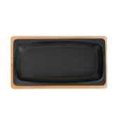 Lava Döküm Dikdörtgen Servis Tabağı ve Kayın Servis Ahşabı. Ölçü 30x15cm. - 2