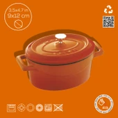 Lava Döküm Mini Oval Tencere. Trendy Serisi Ölçü 9x12cm. Turuncu - 4