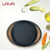 Lava Döküm Yuvarlak Sahan Döküm Demir Yekpare Çift Kulplu Kayın Servis Ahşabı Çap(Ø)12cm. thumbnail 7