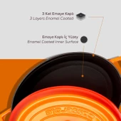 Lava Döküm Oval Tencere. Trendy Serisi Ölçü 23x29cm.  Turuncu thumbnail 6