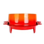 Lava Döküm Yuvarlak Mangal Izgara Set Döküm Demir Yekpare Çift Kulplu Çap (Ø)36cm. Turuncu - 2