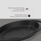 Lava Döküm Oval Sahan Döküm Demir Yekpare Çift Kulplu Ölçü 15x10cm. - 5