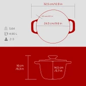 Lava Döküm Yuvarlak Tencere Döküm Demir Kapak Experience Majolik Serisi Çap(Ø)23cm  Kırmızı thumbnail 5