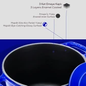 Lava Döküm Yuvarlak Tencere Döküm Demir Kapak Experience Majolik Serisi Çap(Ø)23cm  Mavi thumbnail 6