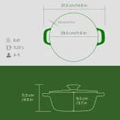Lava Döküm Yuvarlak Tencere Döküm Demir Kapak Experience Majolik Serisi Çap(Ø)28cm  Yeşil thumbnail 5