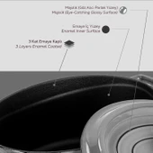 Lava Döküm Oval Tencere Döküm Demir Yekpare Kulplu Premium Serisi Ölçü 21x27cm.  Gri thumbnail 6