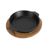 Lava Döküm Yuvarlak Servis Tabağı ve Ahşap altlığı. Çap(Ø)16cm. - 1