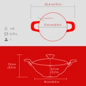 Lava Döküm Mini Wok Yekpare Kulplu Cam Kapaklı Edition Serisi Çap(Ø)16cm.  Kırmızı thumbnail 6