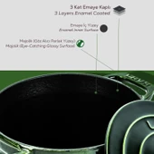 Lava Döküm Yuvarlak Tencere Döküm Demir Kapak Experience Majolik Serisi Çap(Ø)23cm  Yeşil thumbnail 6