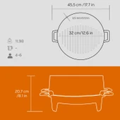 Lava Döküm Yuvarlak Mangal Izgara Set Döküm Demir Yekpare Çift Kulplu Çap (Ø)36cm. Turuncu - 6
