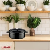 Lava Döküm Oval Tencere. Trendy Serisi Ölçü 21x27cm.  Siyah thumbnail 7