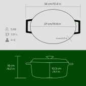 Lava Döküm Oval Tencere. Trendy Serisi Ölçü 21x27cm.  Yeşil thumbnail 5