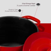 Lava Döküm Yuvarlak Tencere Döküm Demir Kapak Experience Serisi Çap(Ø)23cm  Kırmızı thumbnail 6