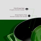 Lava Döküm Oval Tencere. Folk Serisi Ölçü 21x25cm.  Yeşil thumbnail 6