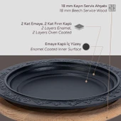 Lava Döküm Oval Döner Kebap Tabağı Kayın Servis Ahşabı. Çap(Ø)28cm. - 4