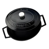 Lava Döküm Oval Tencere. Folk Serisi Ölçü 21x25cm.  Siyah thumbnail 3