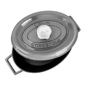 Lava Döküm Oval Tencere Döküm Demir Yekpare Kulplu Premium Serisi Ölçü 21x27cm.  Gri thumbnail 2