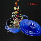 Lava Döküm Oval Tencere Döküm Demir Kapak Experience Majolik Serisi Ölçü 24x33cm.  Mavi thumbnail 7